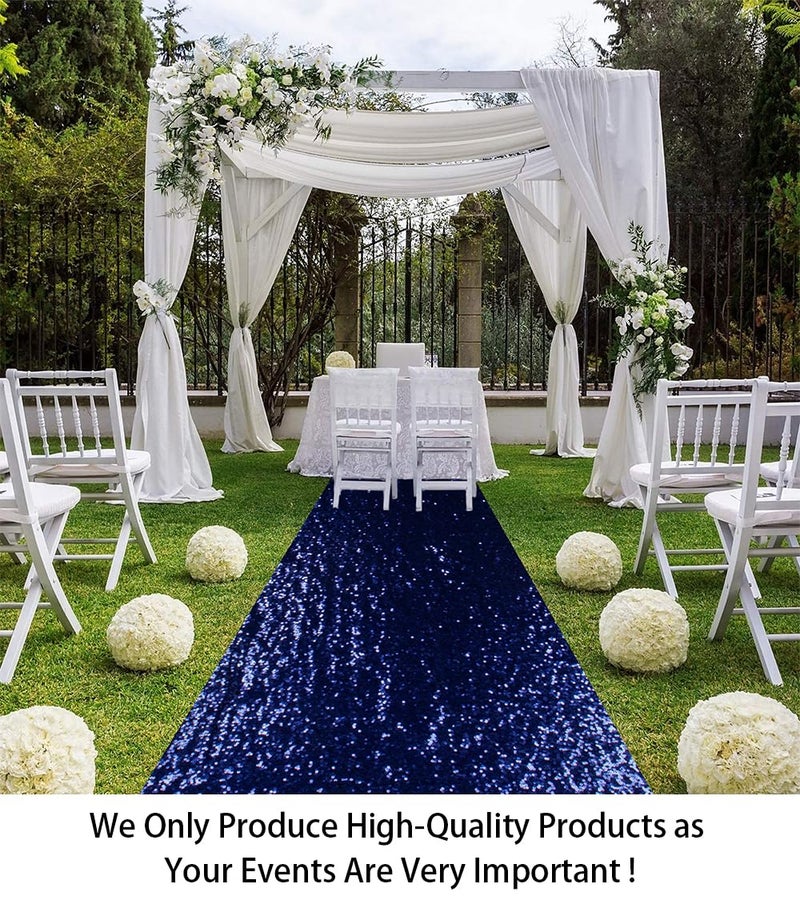 ShiDianYi Sequin Aisles Floor Runner-4FTX15FT Wedding Aisle Runners Navy Blue Floor Carpet Rug Sequin Fabric for Weddings Bridal Runner Rugs Outdoor - Image 2